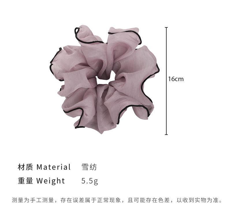 E廠-韓版新款仙氣加大號雪紡肥腸圈氣質ins仙美髮圈法式絲光黑邊髮繩「24834」24.02-1 - 安蘋飾品批發