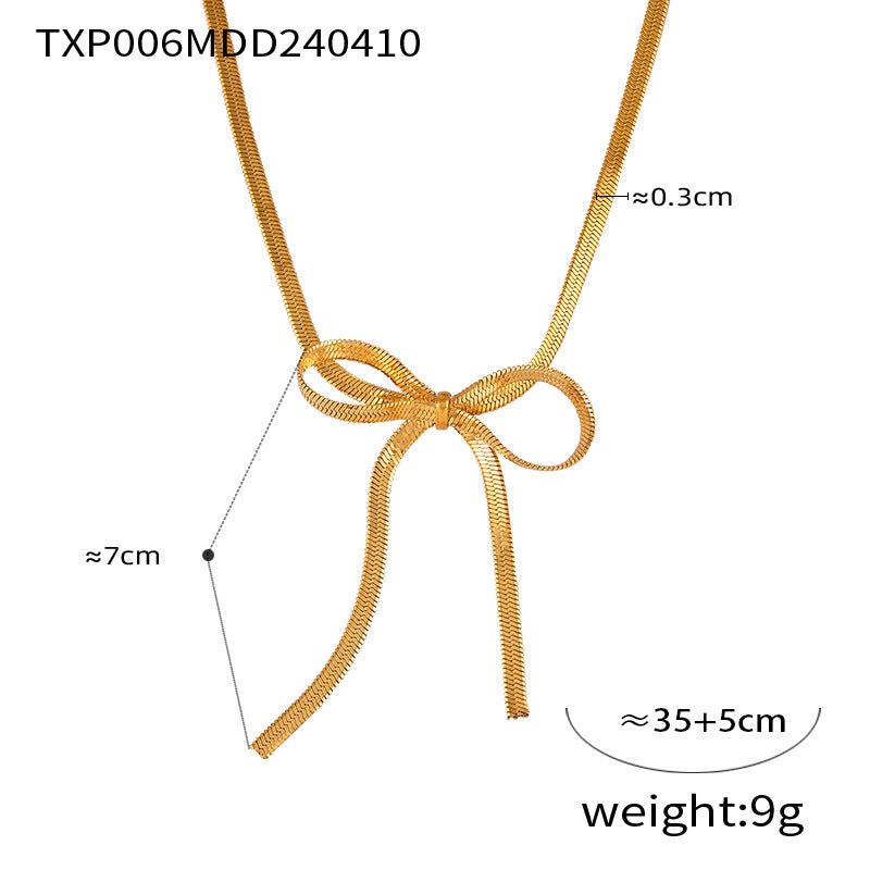 B廠-歐美跨境熱銷BowEarring蝴蝶結飾品小眾金屬ins風設計首飾套裝女項鍊耳環手鍊「E006-F006-P006」24.04-3