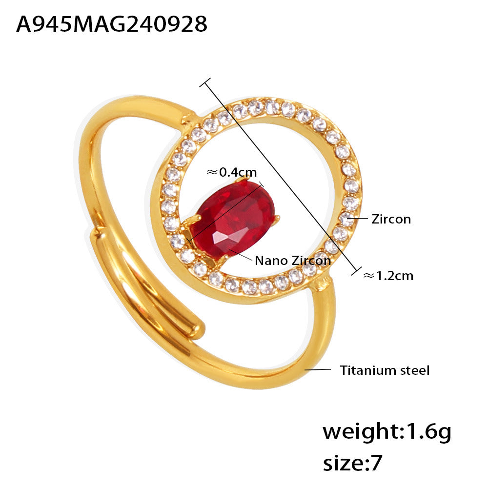 B廠-歐美個性奢華幾何線條指環 開口可調節鈦鋼鍍金手工鑲鋯時尚戒指「A945」24.10-1