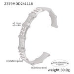 B廠-歐美竹節鑲嵌貝珠創意氣質手鐲輕奢開口不鏽鋼鍍18k金鐲子「Z379」24.11-4