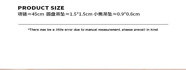 B廠-日韓小清新學生可愛小熊圓牌吊墜飾品項鍊女生耳環個性時尚配飾「P1556」23.08-1 - 安蘋飾品批發