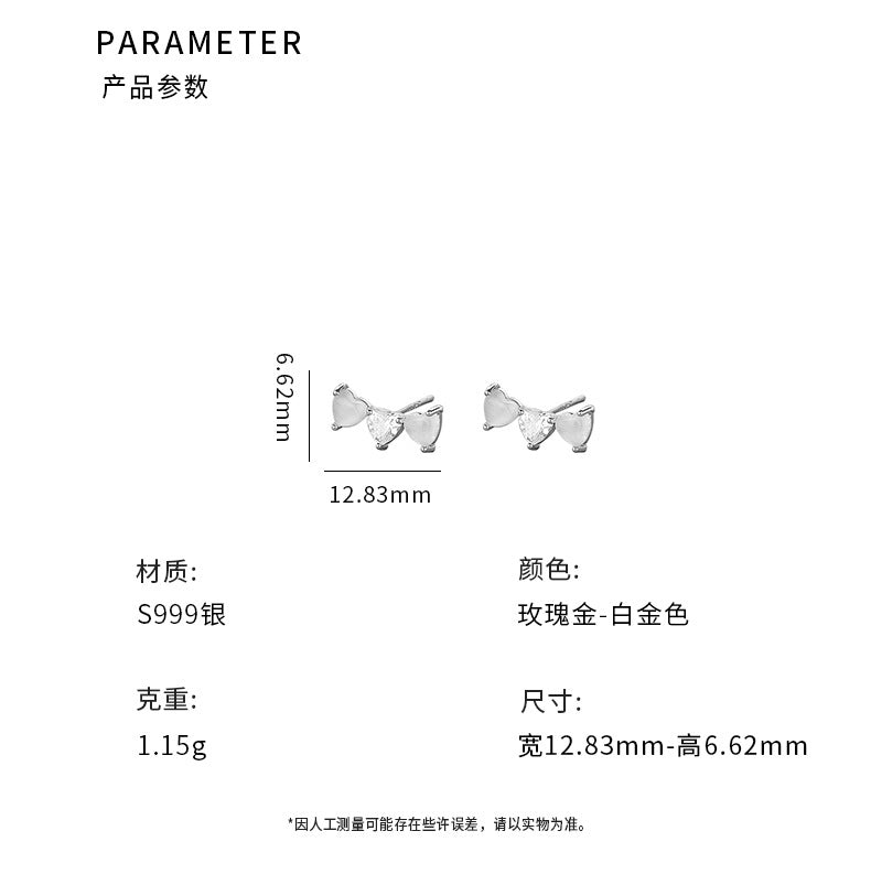 D廠-S999足銀可愛三顆愛心耳環女甜美小清新設計感耳釘耳環「YC8630E」24.05-3