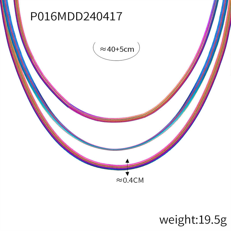 B廠-韓版跨境新品個性簡約飾品時尚冷淡風三色麻花辮鈦鋼項鍊手鍊套裝「P016-E016-E018」24.04-4