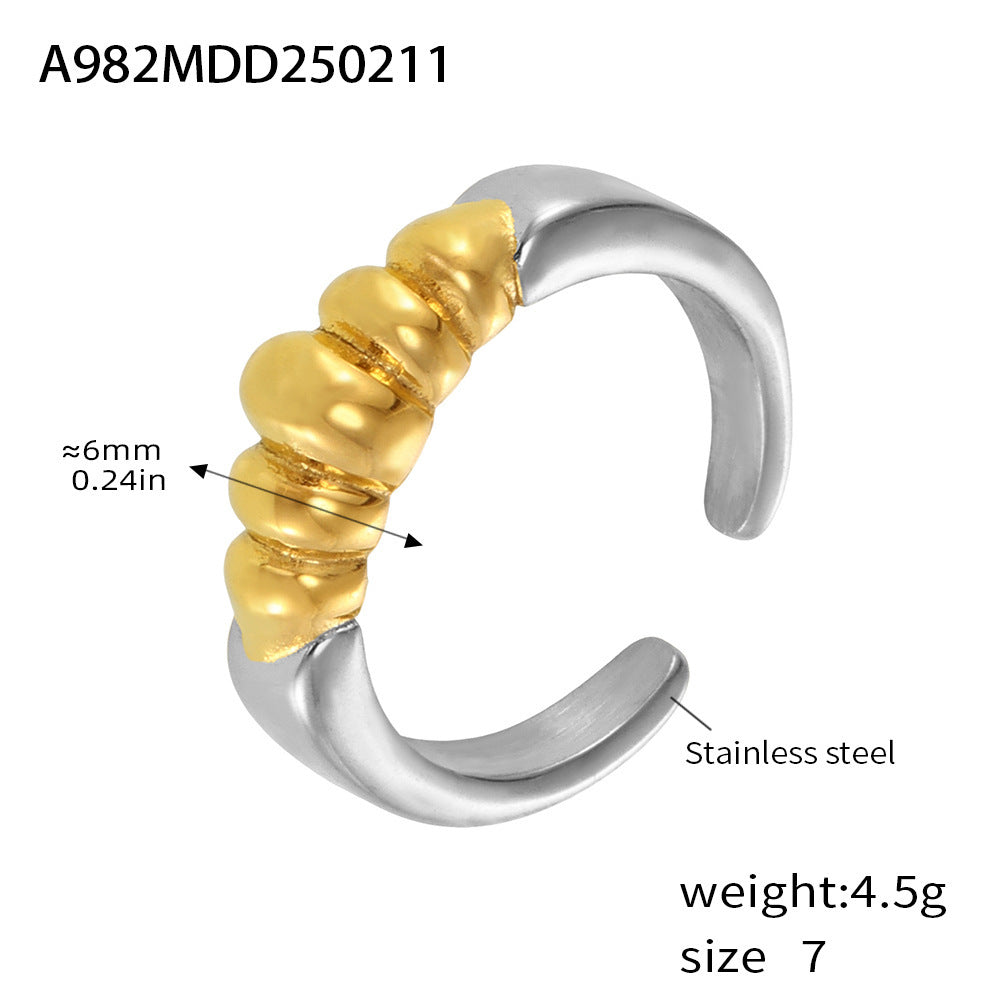 B廠-設計潮小眾ins時尚輕奢戒指髮箍造型個性開口食指戒鍍18k金「A982」25.02-2