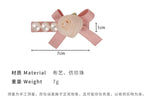 E廠-韓版少女玫瑰花珍珠髮夾高級感絲帶蝴蝶結邊夾側邊瀏海髮卡頭飾潮「24885」24.03-2 - 安蘋飾品批發