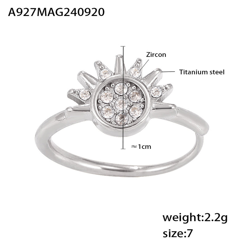 B廠-歐美跨境日月同輝鋯石戒指ins風小眾超細開口調節鈦鋼rings食指戒「A927-A928」24.09-4
