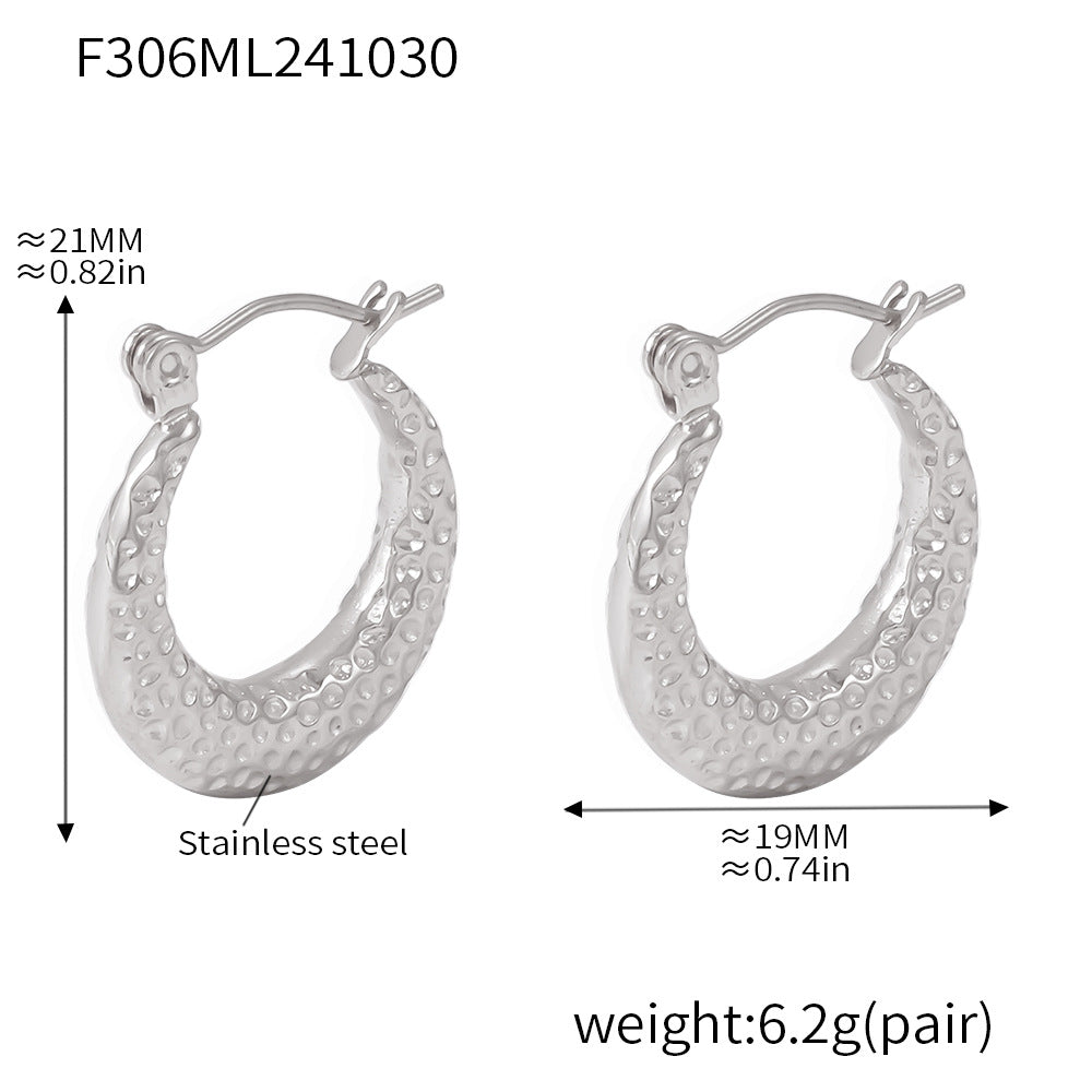 B廠-法式ins波點C型耳環百搭小耳扣不鏽鋼PVD電鍍保色輕奢飾品「F306」24.11-3