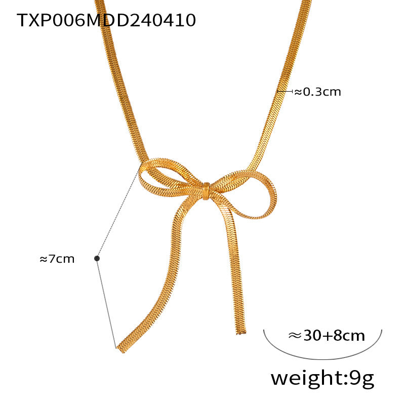 B廠-歐美跨境熱銷BowEarring蝴蝶結飾品小眾金屬ins風設計首飾套裝女項鍊耳環手鍊「E006-F006-P006」24.04-3