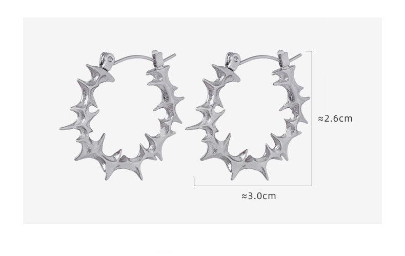 B廠-新中式不規則尖刺幾何耳環鈦鋼嘻哈個性不掉色小眾氣質耳飾飾品潮「F1186」23.11-2 - 安蘋飾品批發