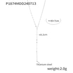 B廠-韓版簡約幾何元素圓環吊墜Y形流蘇頸鏈可疊戴冷淡風鈦鋼鍍金頸飾「P1873-P1874」24.07-3