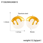 B廠-歐美時尚新款圓形冰淇淋造型樹脂耳釘個性小眾耳飾 鈦鋼鍍18K金「F1582」24.08-4