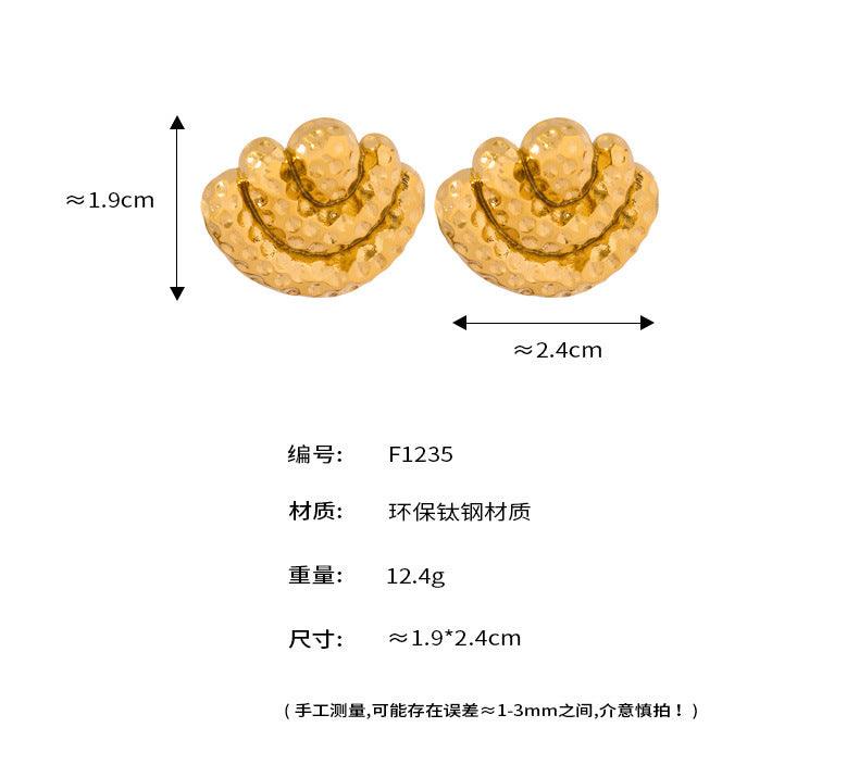 B廠-中古風新款復古時尚個性輕奢風耳飾鈦鋼鍍金金元寶耳環飾品批發女「F1235」24.03-3 - 安蘋飾品批發