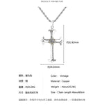 G廠-上帝之眼吊墜男潮個性嘻哈長款毛衣款時尚復古唐草紋十字架項鍊「X534」24.11-2