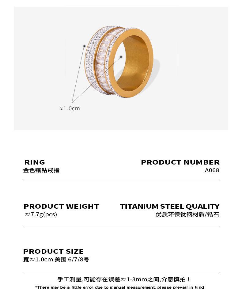 B廠-ins輕奢抖音同款對戒多層鑲鑽鋯石設計鈦鋼18k金小眾戒指個性指環「A086」23.12-2 - 安蘋飾品批發