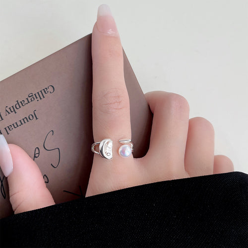 A廠-淡水珍珠元寶戒指開口可調節新中式個性小眾設計ins新款手飾 指環「4074」24.06-1