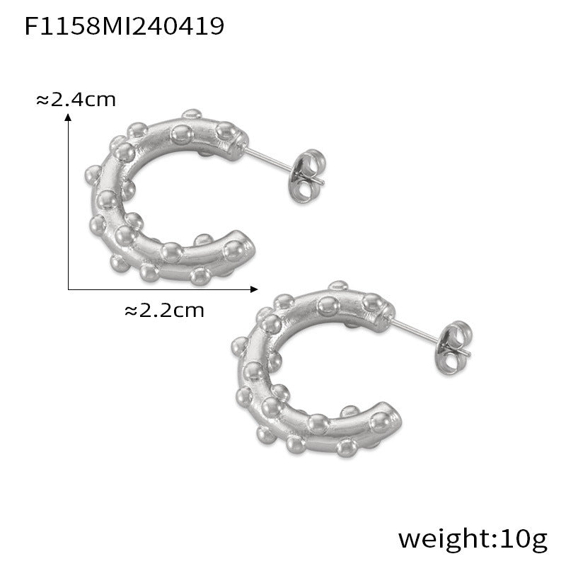 B廠-歐美金屬小眾個性百搭耳釘C型幾何耳環鈦鋼鍍金設計感耳飾套裝女「F1152-65」24.04-4