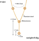 B廠-韓版簡約時尚長款流蘇鑲鑽圓圈鏈條項鍊鈦鋼金屬百搭飾品鎖骨鏈女「P1801」24.05-3