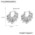 B廠-歐美跨境褶皺波浪菊花空心耳環耳釘 鈦鋼18K鍍金氣質不規則耳飾女「F1632-F1633-F1634」24.10-1
