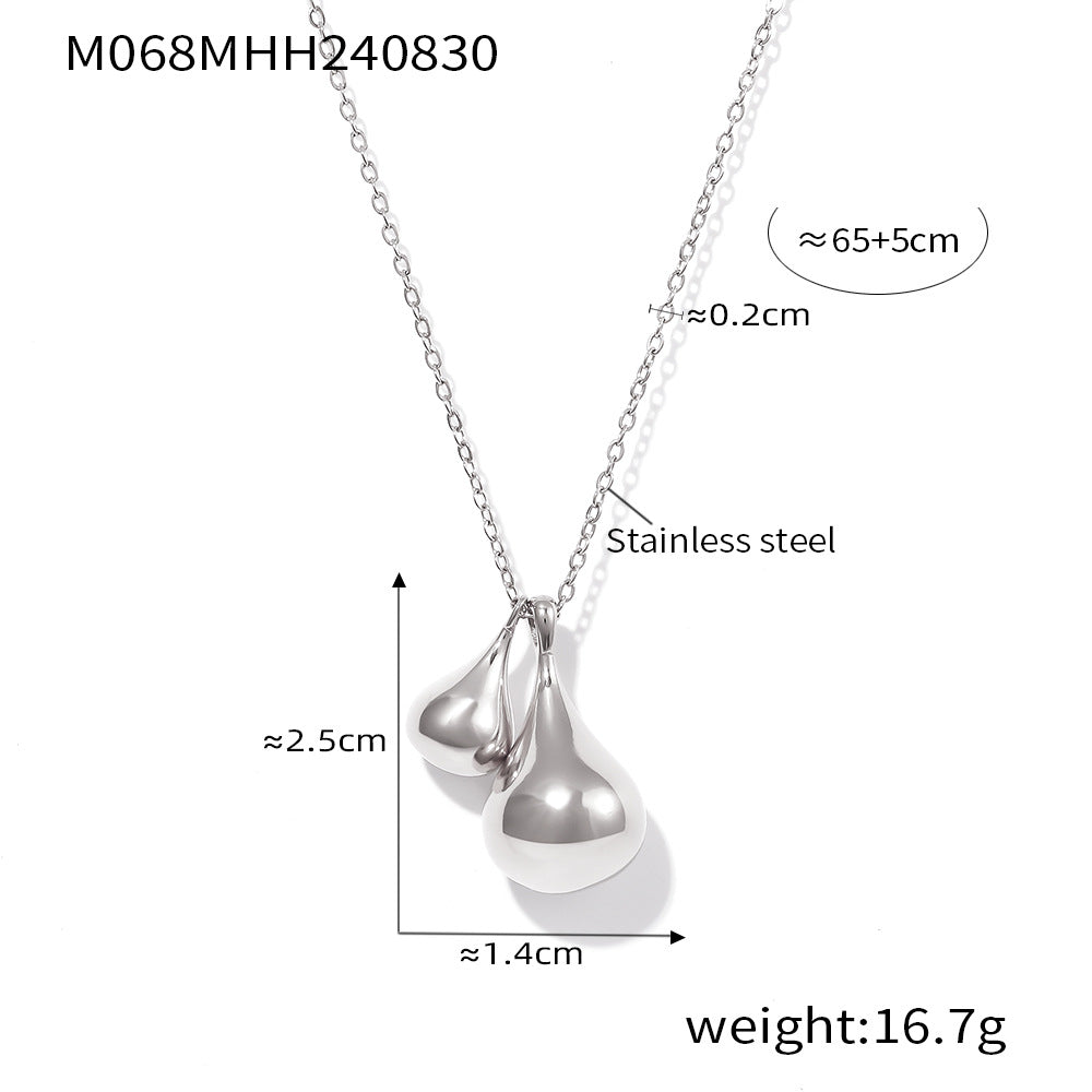 B廠-歐美chic風水滴吊墜項鍊女新款簡約百搭不鏽鋼鍍金毛衣鏈首飾批發「M068」24.09-1