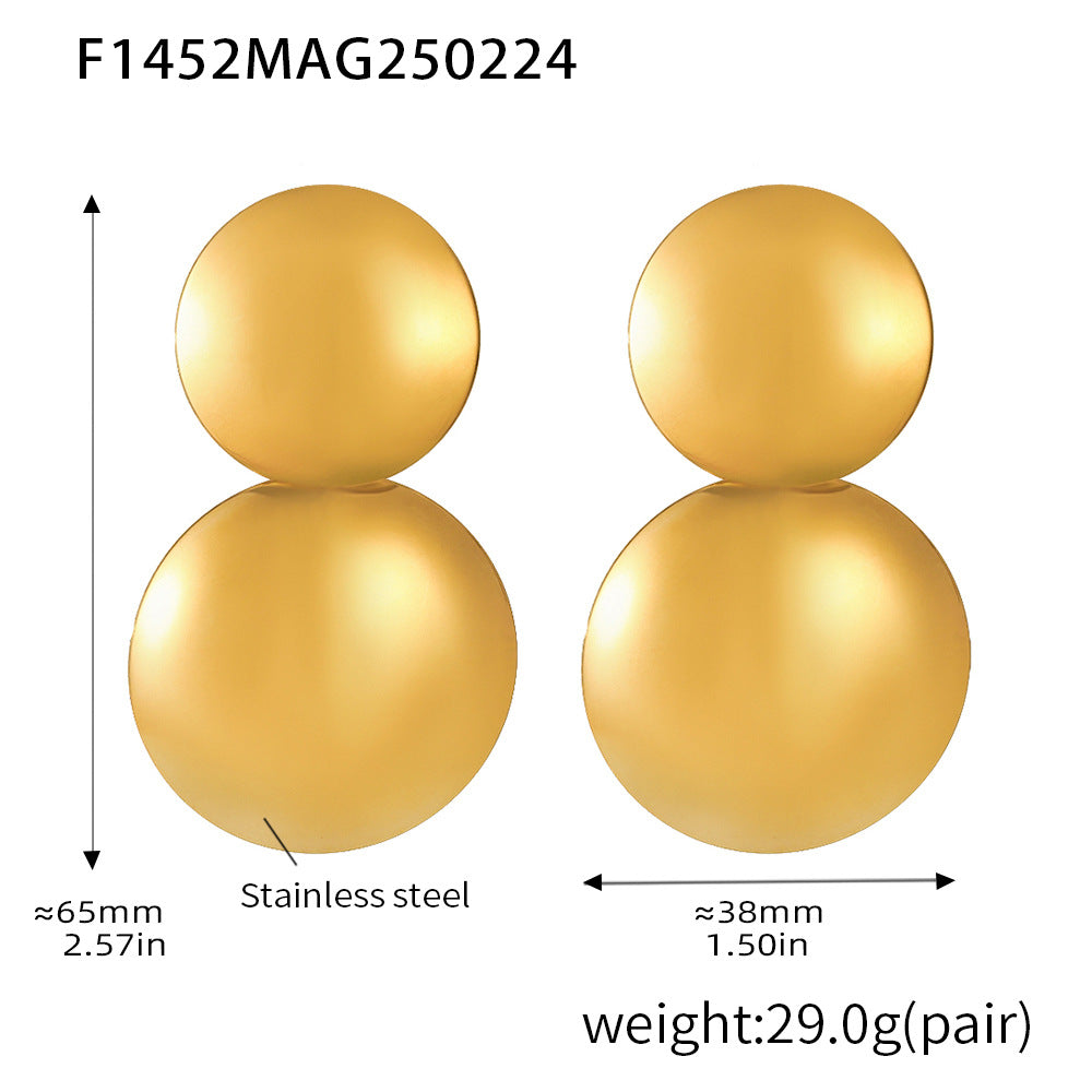 B廠-間金耳釘拼色鈦鋼光面質感圓片誇張設計感耳環不掉色耳飾女「F1452」25.02-3