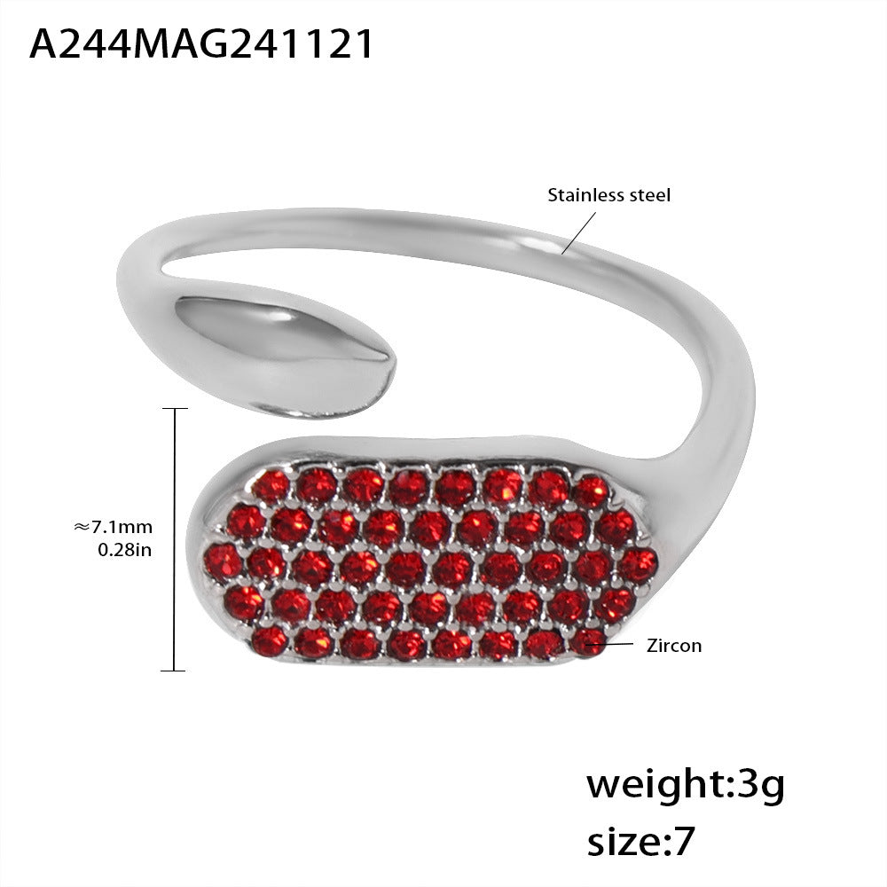 B廠-不鏽鋼鑲嵌鋯石開口鑄造戒指小眾設計高質感版本歐美風配飾「A244」24.11-5