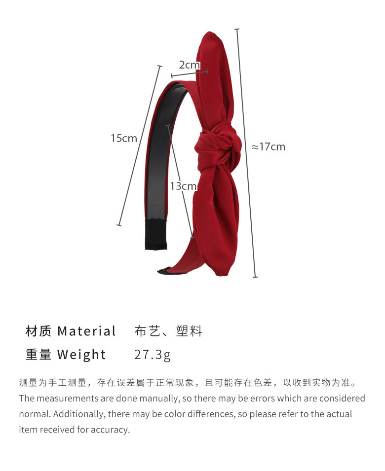 E廠-玫瑰的故事瀏亦菲黃亦玫同款紅色兔耳朵髮箍女夏季蝴蝶結頭箍髮卡「25593」24.06-3