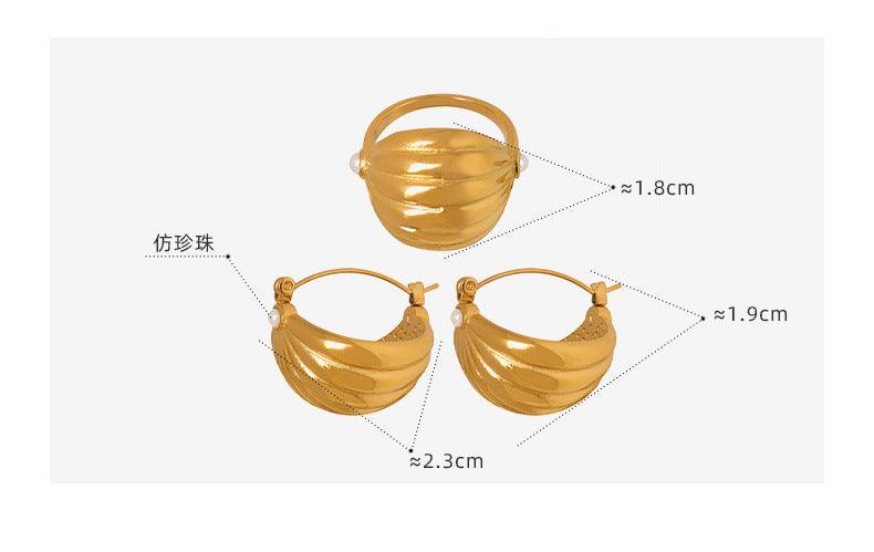 B廠-法式光面設計款高級感小眾個性不鏽鋼耳環貝殼造型微鑲仿珍珠耳環「A484-F791」23.05-4 - 安蘋飾品批發