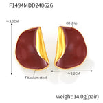 B廠-法式簡約砝碼彩釉耳扣時尚新款不鏽鋼耳環個性設計耳飾組合「F1136」24.12-4