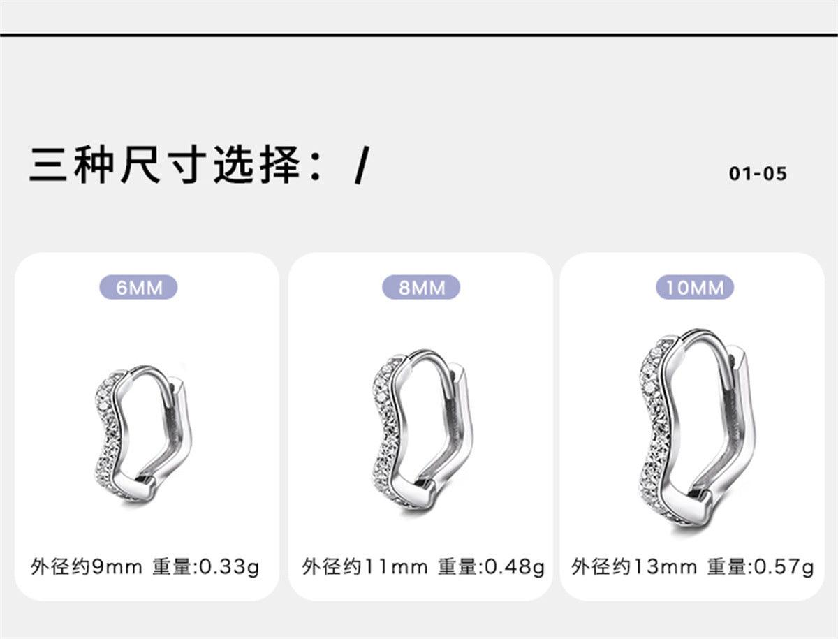 C廠-999純銀超閃鋯石耳環女精緻時尚高級感不規則耳圈簡約新款耳扣「EH-2640」24.03-3 - 安蘋飾品批發