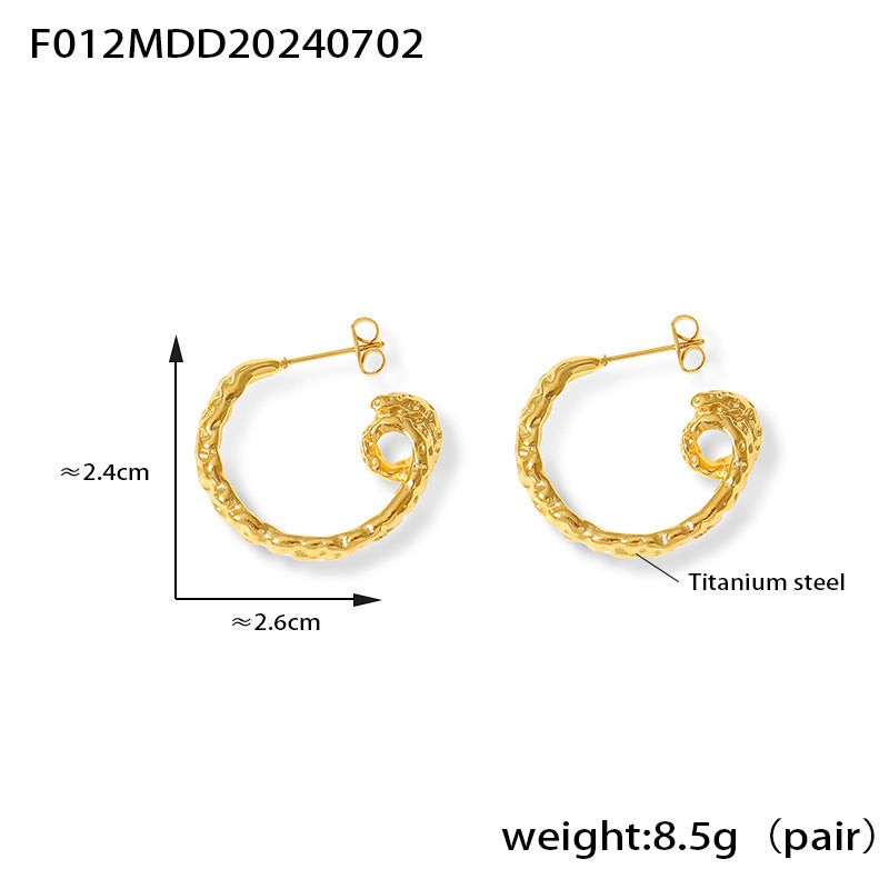 B廠-新款法式復古小巧簡約耳飾鈦鋼質感輕奢ins風熱賣款高級耳環「F012」24.07-2