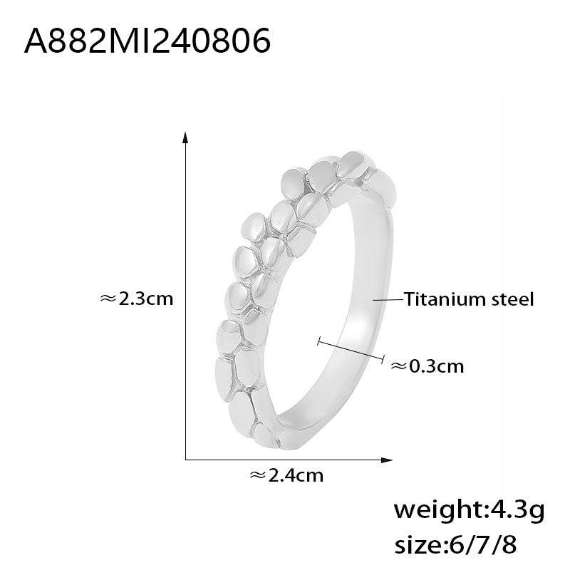 B廠-歐美ins風時尚幾何碎紋戒指鈦鋼鍍18k真金食指戒ring飾品現貨批發「A882」24.08-3
