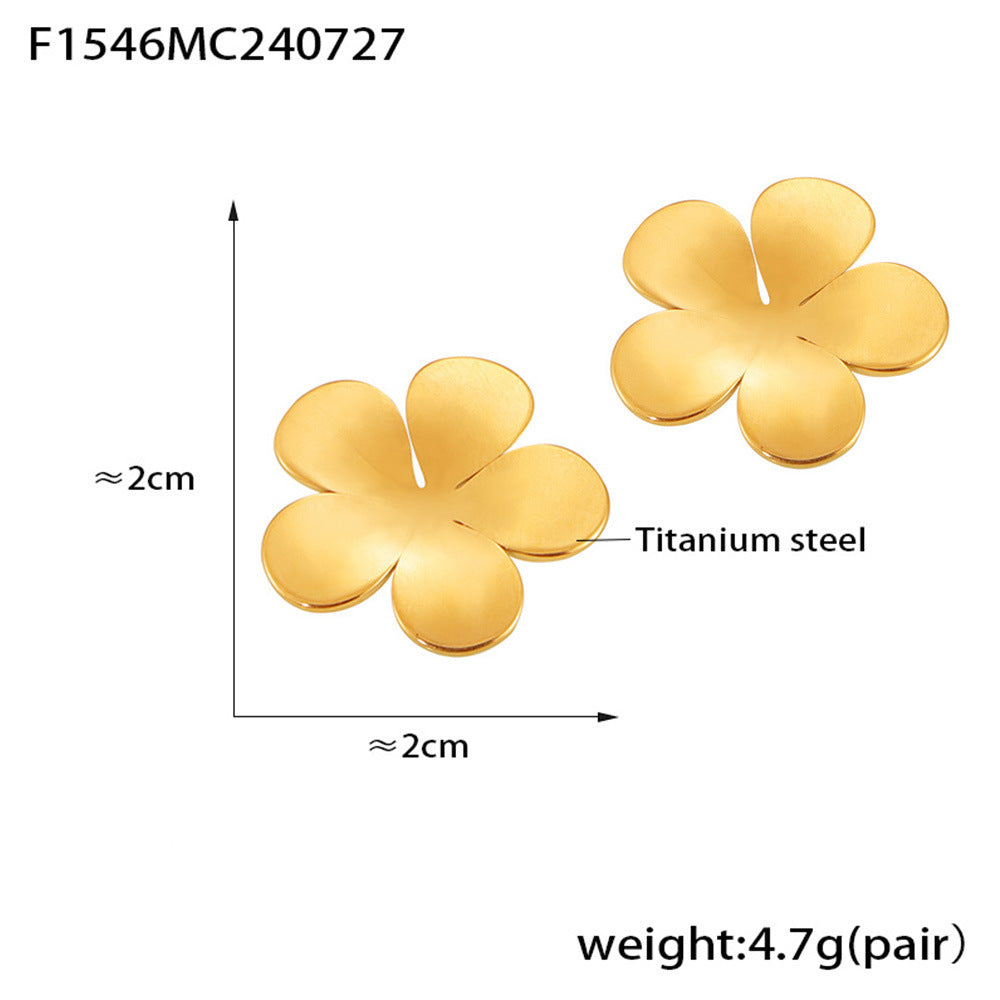 B廠-歐美流行不鏽鋼鍍真金誇張花朵耳環女時尚輕奢小花耳釘組合「F133」24.12-4