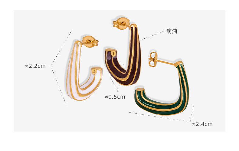 B廠-法式巴洛克復古L形滴油個性幾何耳環鈦鋼小眾不鏽鋼耳飾氣質女「F952」23.08-2 - 安蘋飾品批發