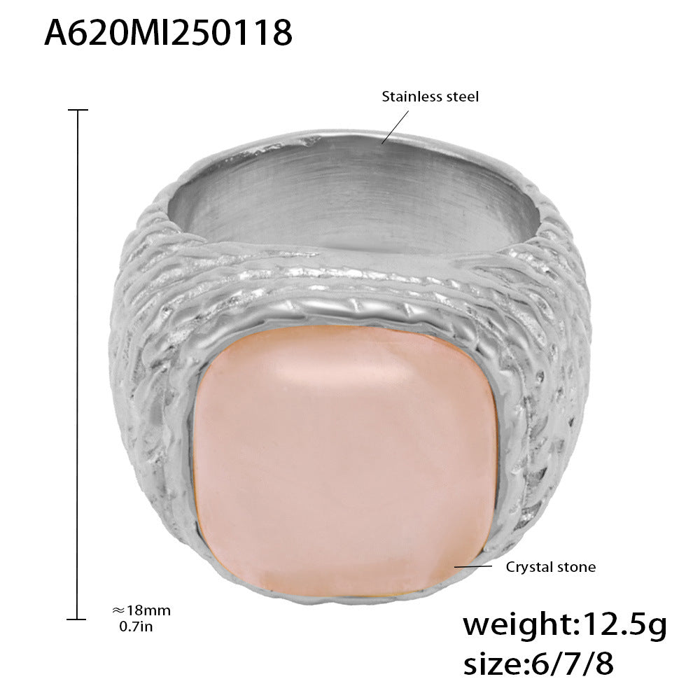 B廠-美拉德虎眼石戒指中古精工不鏽鋼18K真金走秀珠寶首飾批發「A620」25.02-1