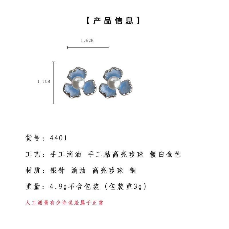 A廠-【鳶尾花】森系清新甜美立體漸變淺藍色銀針花朵耳環耳飾耳環批發「4401」24.06-4