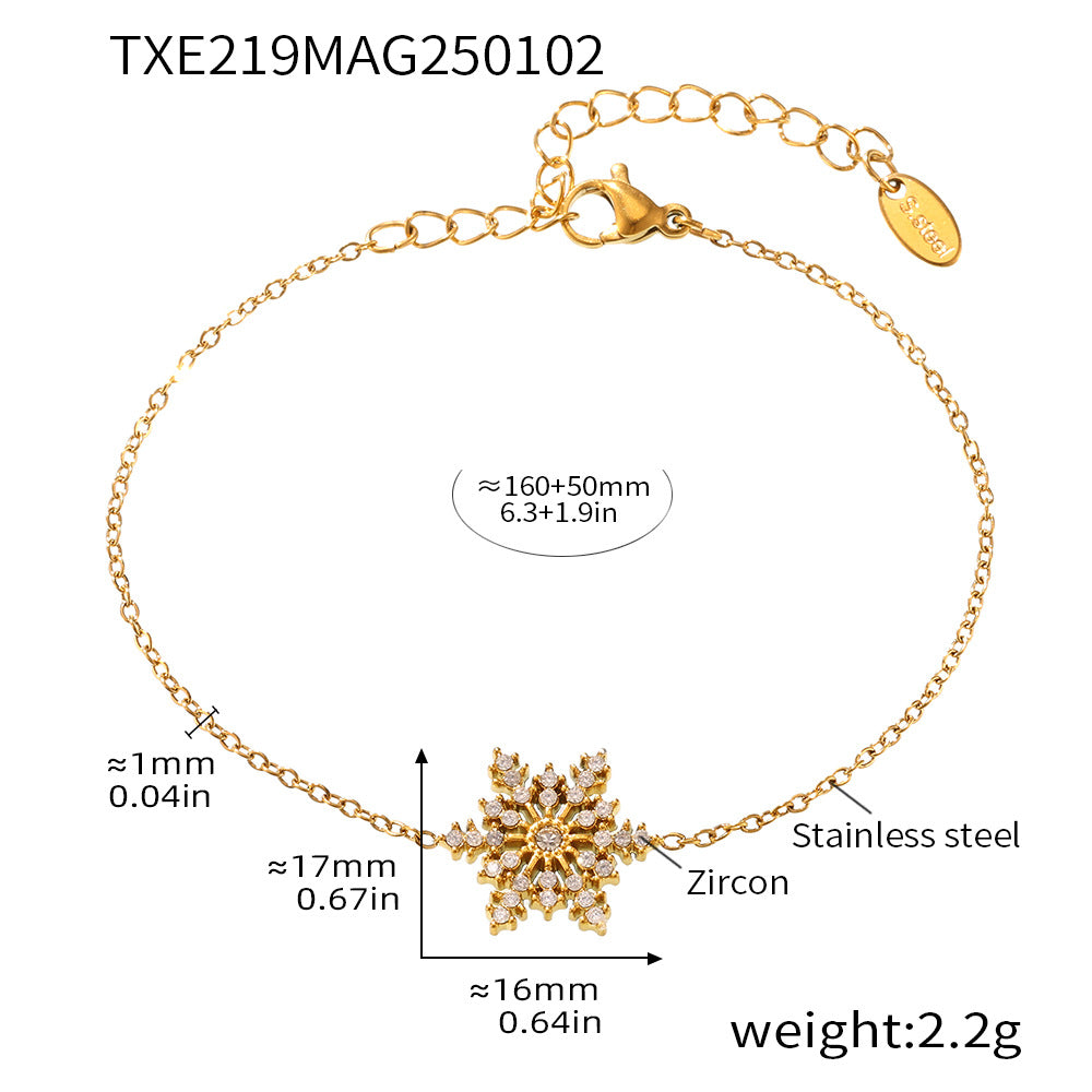 B廠-鋯石雪花超閃手鍊鈦鋼PVD鍍18K真金飾品不褪色女「TXE219」25.01-2