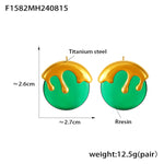 B廠-歐美時尚新款圓形冰淇淋造型樹脂耳釘個性小眾耳飾 鈦鋼鍍18K金「F1582」24.08-4