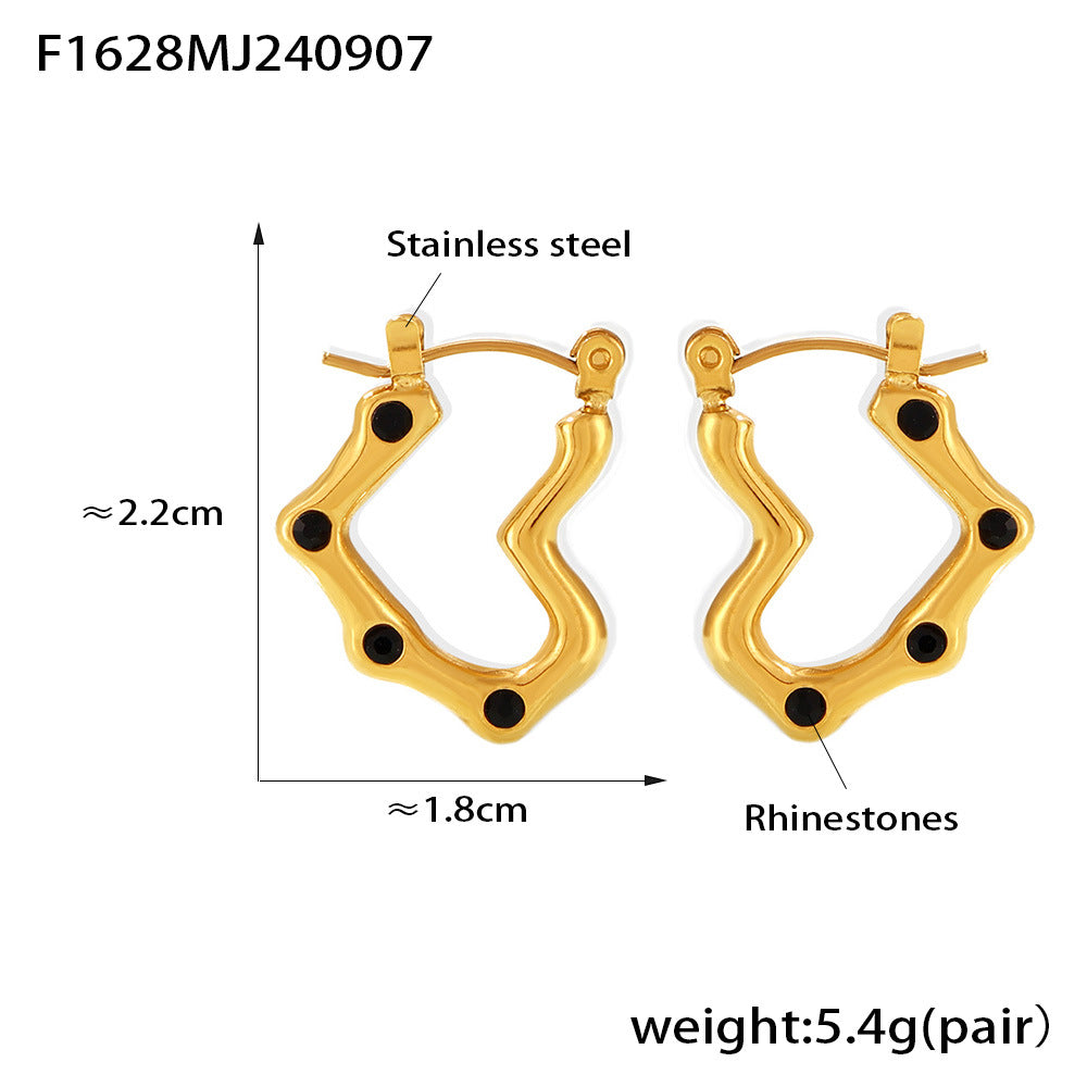 B廠-小眾ins風心形耳環 不鏽鋼18k鍍金保色輕奢感耳釘簡約耳飾品批發「F1628-F1629」24.09-2