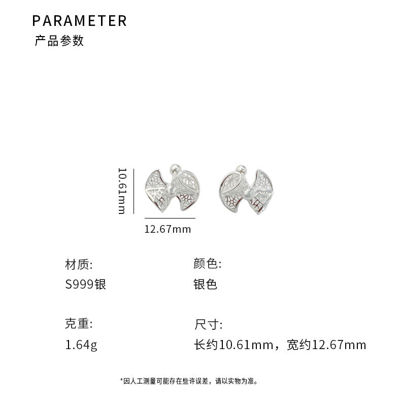 D廠-S999足銀蝴蝶結耳環氣質田園風清純女生極簡獨特設計耳飾「YC10306E」24.07-3