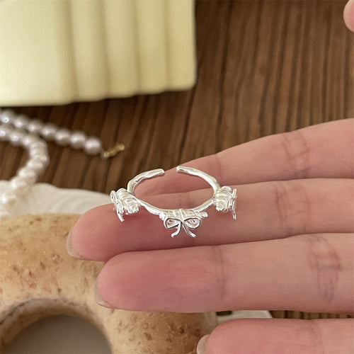 C廠-輕奢法式牛角包戒指精緻高級感純銀蝴蝶結指環小眾時尚食指戒「JZ-0546」24.06-3