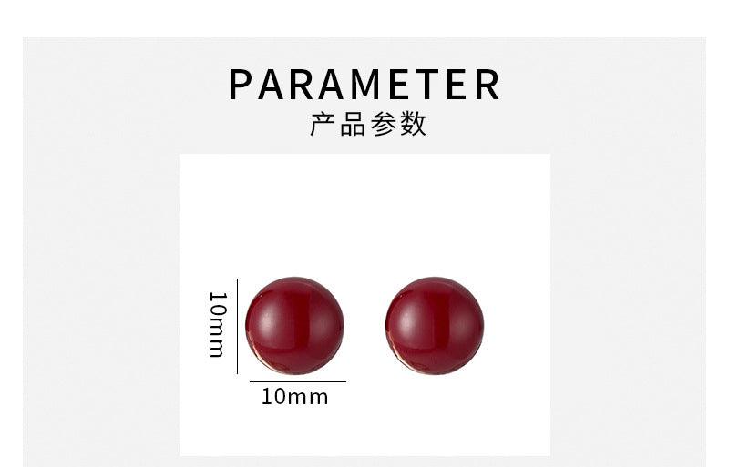 D廠-S999足銀紅豆豆橢圓耳環多款式簡約百搭相思豆輕奢耳飾小眾「YC9711E」23.12-4 - 安蘋飾品批發