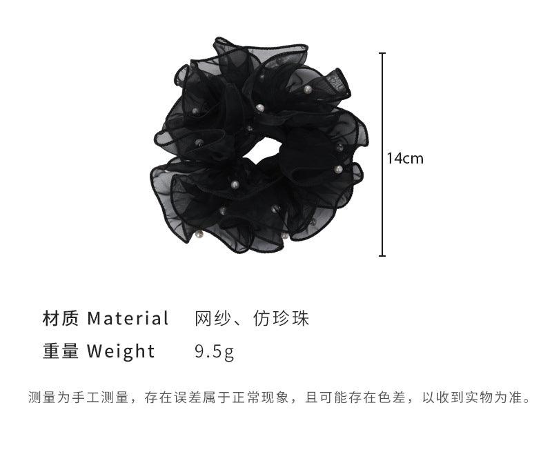 E廠-法式復古歐根紗大腸髮圈高級感珍珠頭繩扎頭髮髮圈網紗頭飾大腸圈「24852」24.03-2 - 安蘋飾品批發