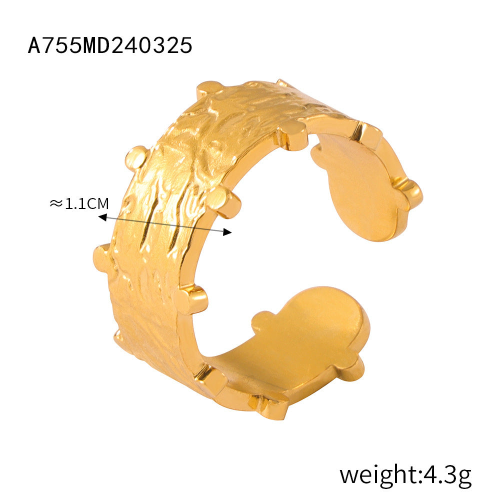 B廠-ring歐美不規則紋理質感幾何戒指凹凸創意設計氣質簡約女指環飾品「A750-58」24.04-1