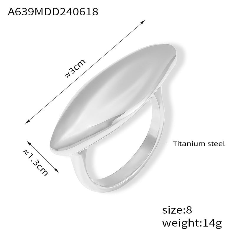 B廠-歐美風時尚新款輕奢幾何戒指氣質鈦鋼鍍金橢圓形指環嘻哈街拍飾品「A639」24.06-3