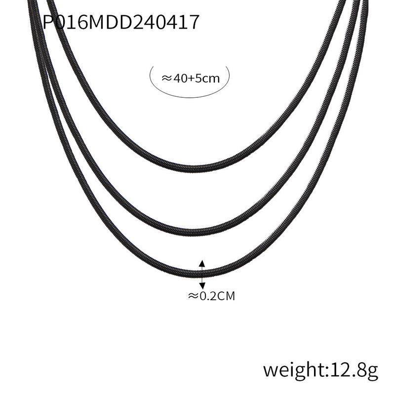 B廠-韓版跨境新品個性簡約飾品時尚冷淡風三色麻花辮鈦鋼項鍊手鍊套裝「P016-E016-E018」24.04-4