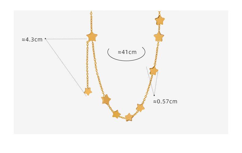 B廠-法式自然五角星星輕奢流蘇鎖骨鏈新款吊墜鎖骨項鍊女生小眾鈦鋼「P314」23.07-4 - 安蘋飾品批發