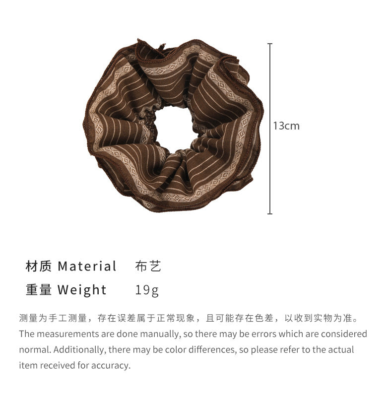 E廠-老錢風復古條紋大腸髮圈頭繩女2024新款高彈力耐用橡皮筋扎頭髮飾「25918」25.01-2