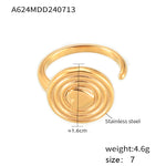 B廠-歐美chic風愛心錘紋戒指不鏽鋼鍍18k金開口復古設計小眾氣質飾品「A623-A624」24.07-3