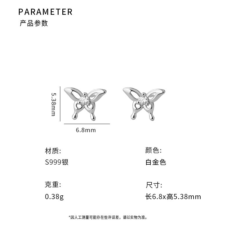 D廠-S999足銀蝴蝶耳環簡約甜美清新小眾精緻高級設計文藝耳飾批發「YC2122E_1」25.03-3