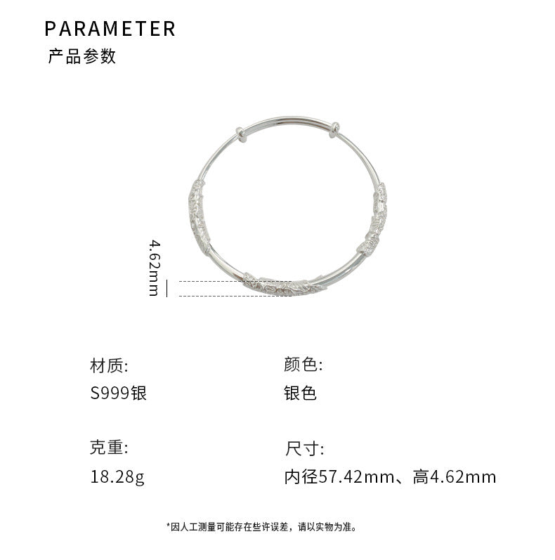 D廠-S999足銀繁花手鐲文藝氣質時尚設計感日常百搭小眾手飾批發「YC5473SL」24.08-1